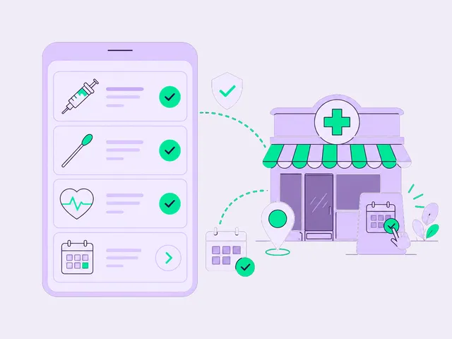 Lista de servicios en farmacia en el smartphone, con reserva desde el calendario